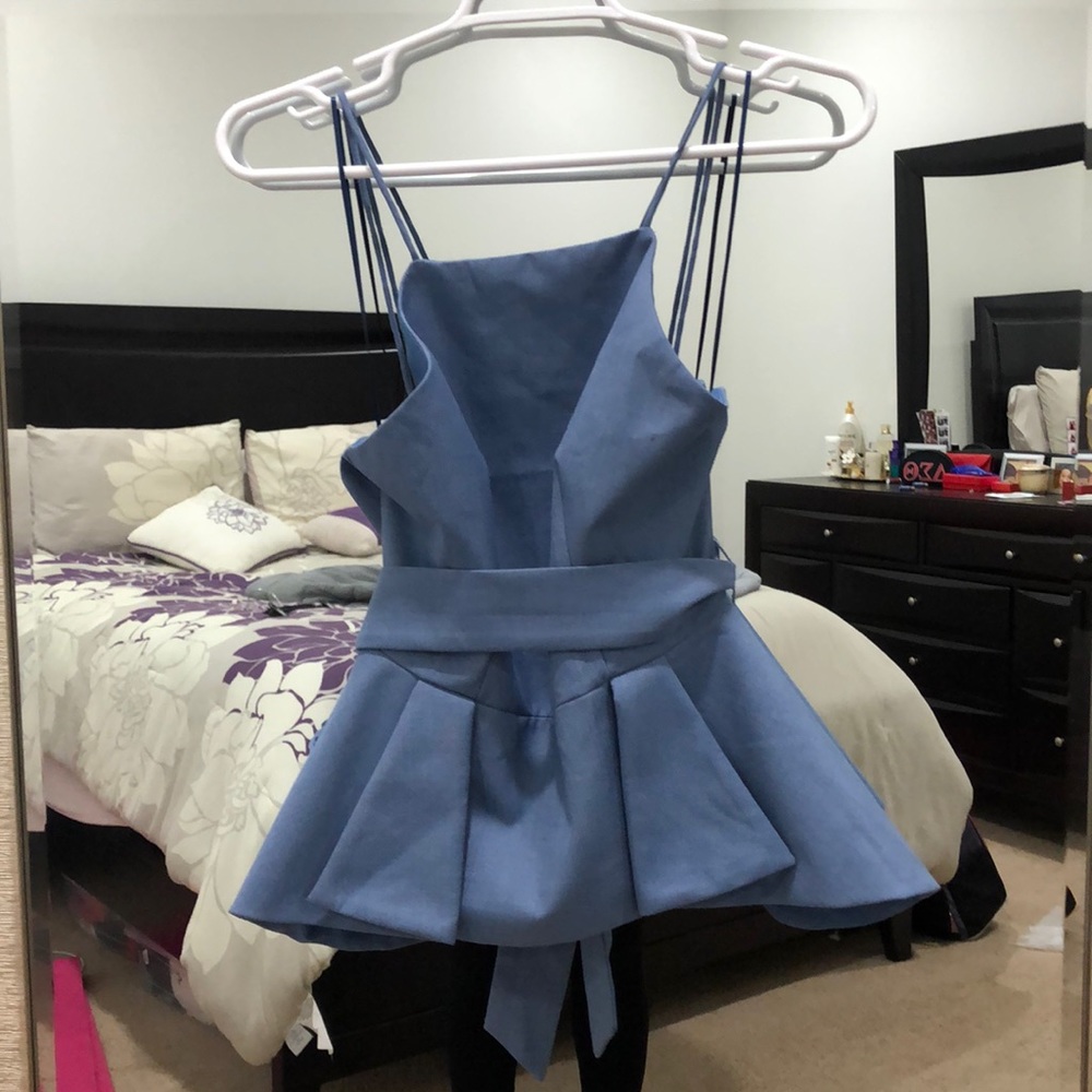 Chambray peplum style top